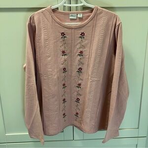 Vintage HABAND Embroidered Flowers Cottagecore Long Sleeved Shirt / Sweatshirt